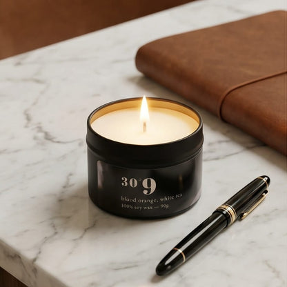 30°9 Blood Orange White Tea Scented Candle | 100% Soy Wax | 90g