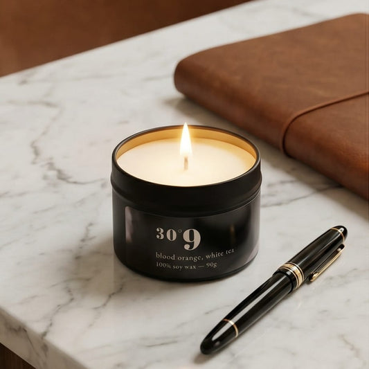 30°9 Blood Orange White Tea Scented Candle | 100% Soy Wax | 90g