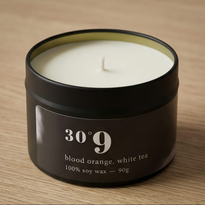 30°9 Blood Orange White Tea Scented Candle | 100% Soy Wax | 90g