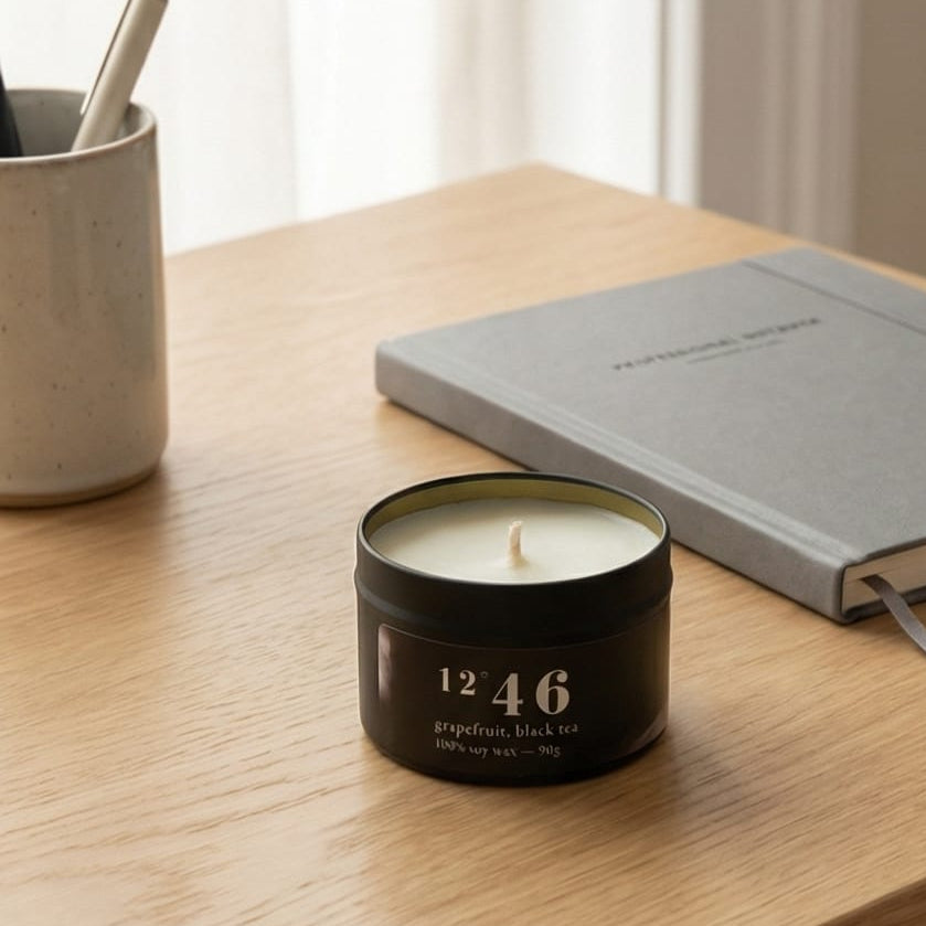 12°46 Grapefruit Black Tea Scented Candle | 100% Soy Wax | 90g